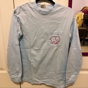 Ivory Ella Long Sleeve Blue Elephant Shirt